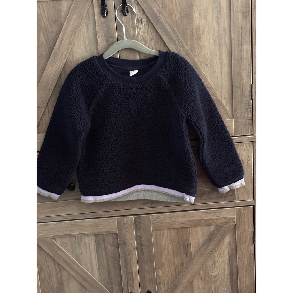 Baby Gap Toddler Girls Navy Blue Sherpa Fleece Sweatshirt 5 Years Pullover